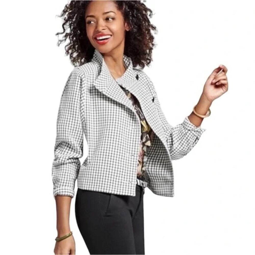 CABI Windowpane Plaid Jacket Blazer style #3173 size XS
